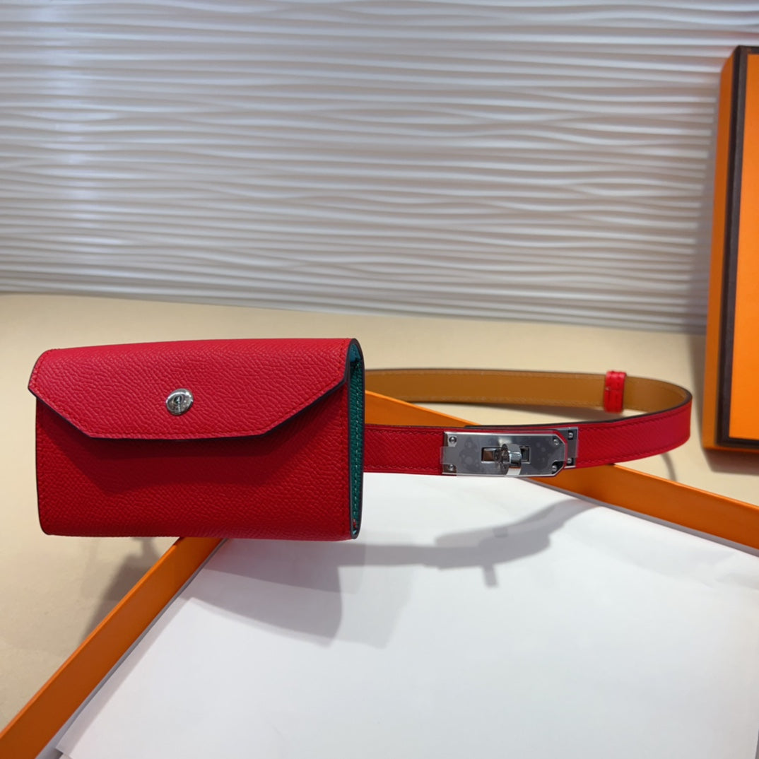 Hermes Goyard Kelly Pocket 18 Belt red