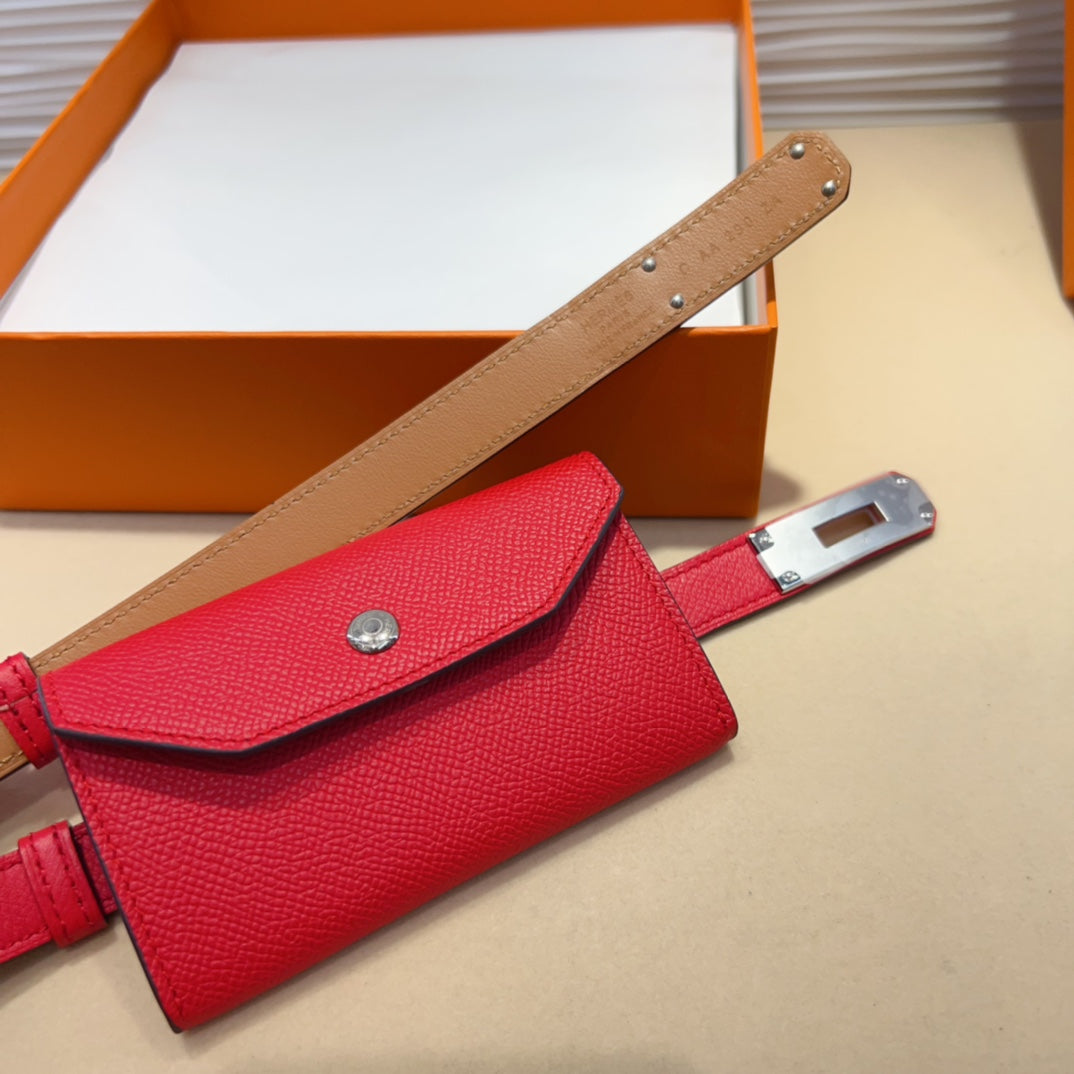 Hermes Goyard Kelly Pocket 18 Belt red