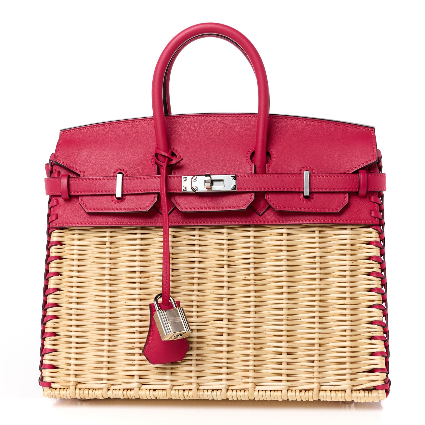 Wicker Swift Picnic Birkin 25 Naturel Framboise