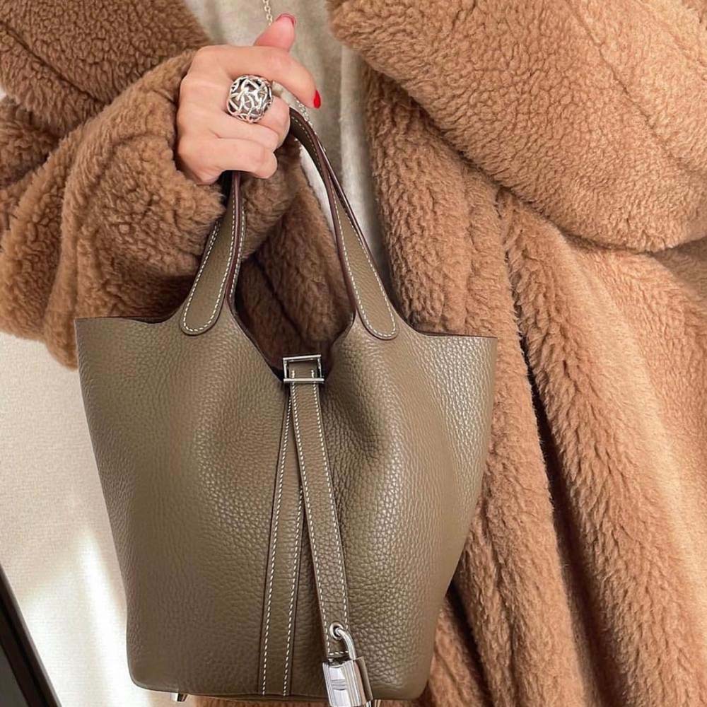 Hermes Goyard AAA-Picotin Lock 22cm 18cm bag BLACK/GREEN/BROWN