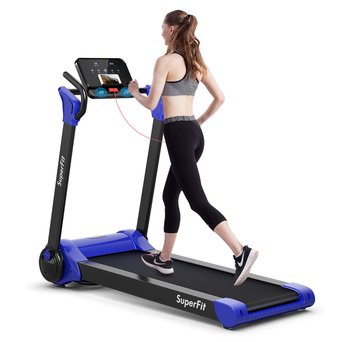 2.25HP Electric Folding Treadmill, Installation-Free Design with 8-Stage Damping System