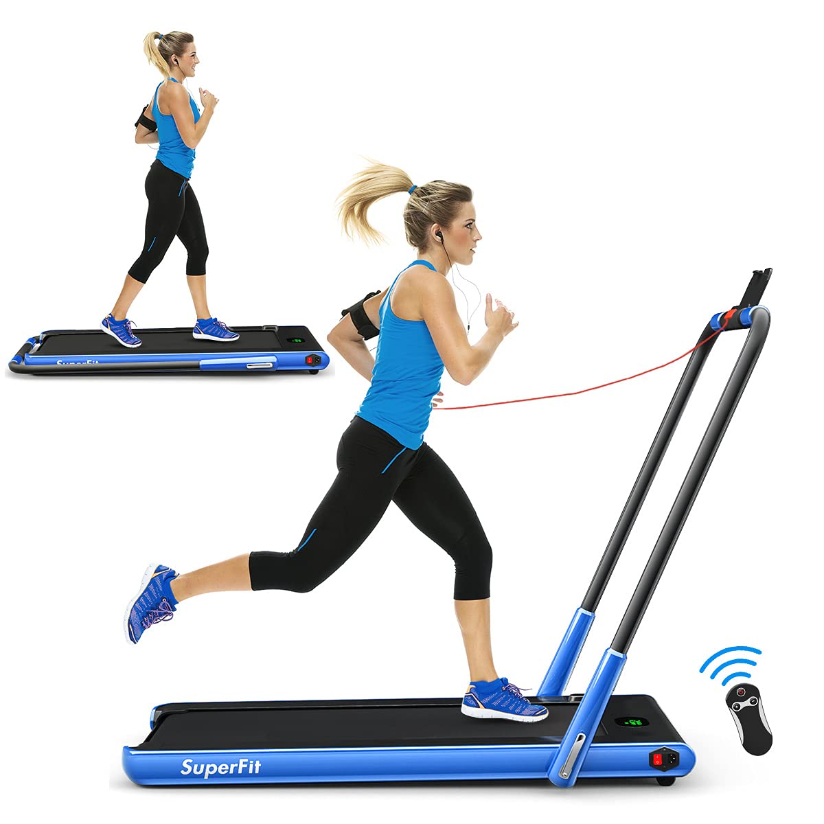 2 in 1 Folding Treadmill, 2.25HP Under Desk Electric Superfit Treadmill