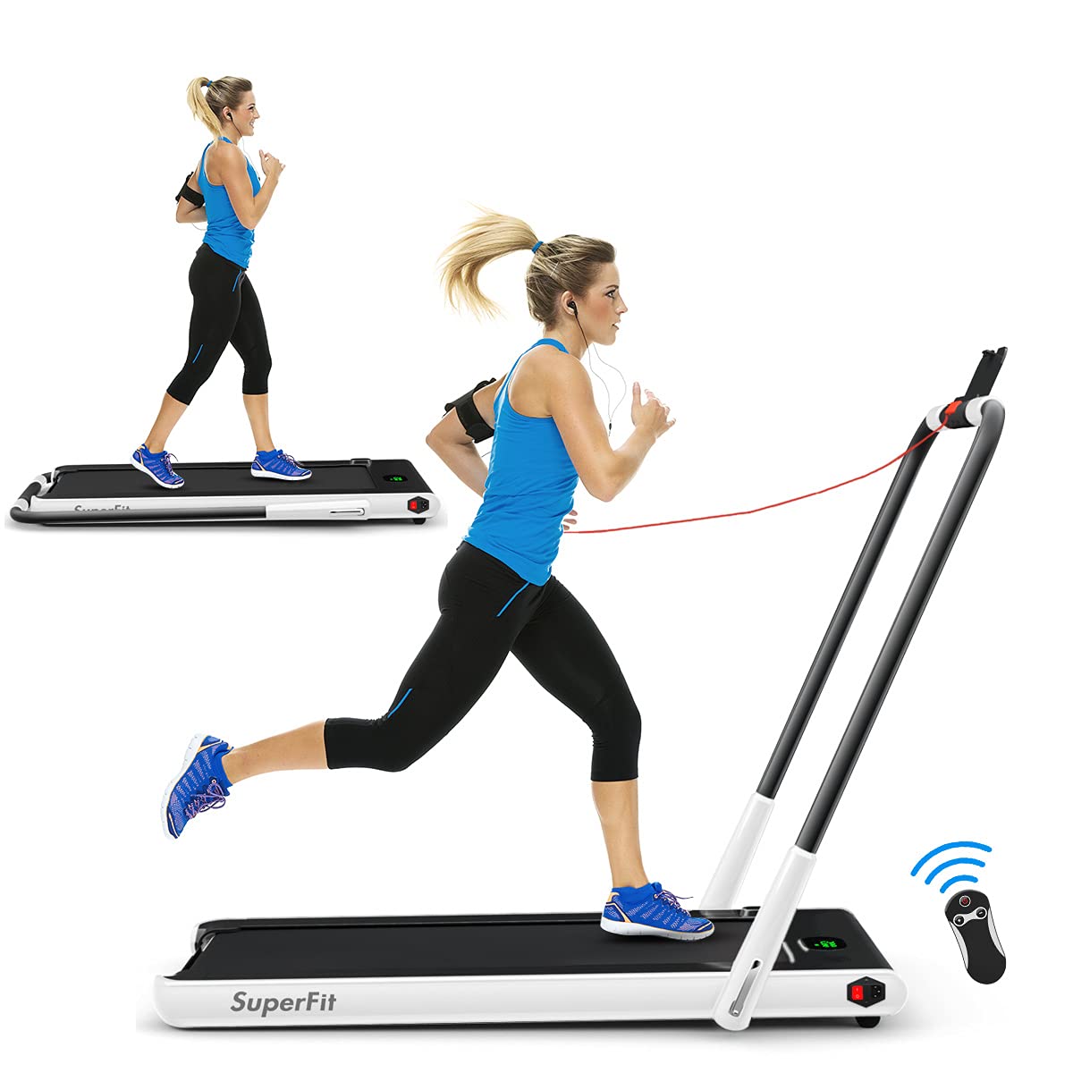 2 in 1 Folding Treadmill, 2.25HP Under Desk Electric Superfit Treadmill