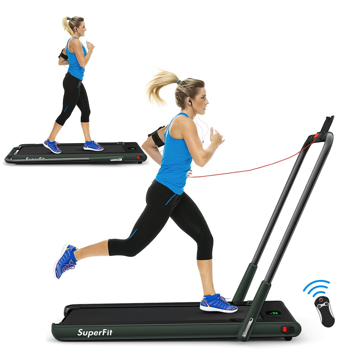 2 in 1 Folding Treadmill, 2.25HP Under Desk Electric Superfit Treadmill