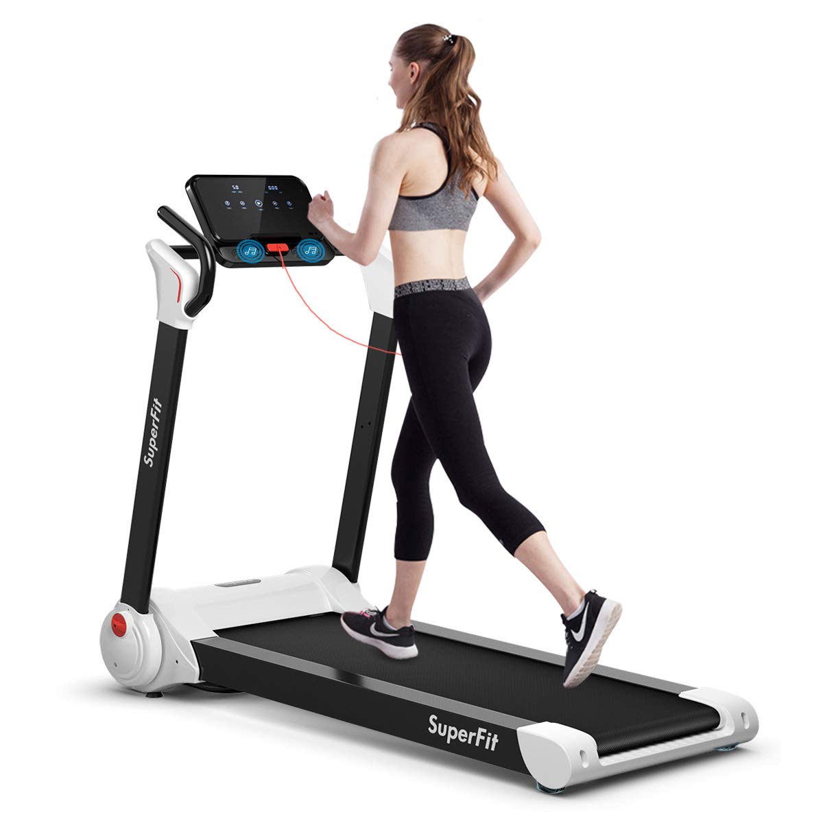 2.25HP Electric Folding Treadmill, Installation-Free Design with 8-Stage Damping System