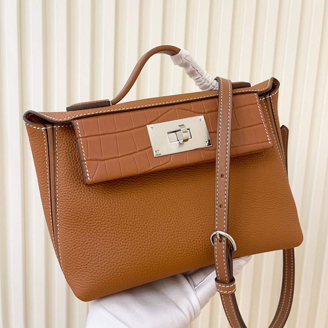 Hermes Goyard Kelly Togo Matte Alligator Swift Touch 24 brown