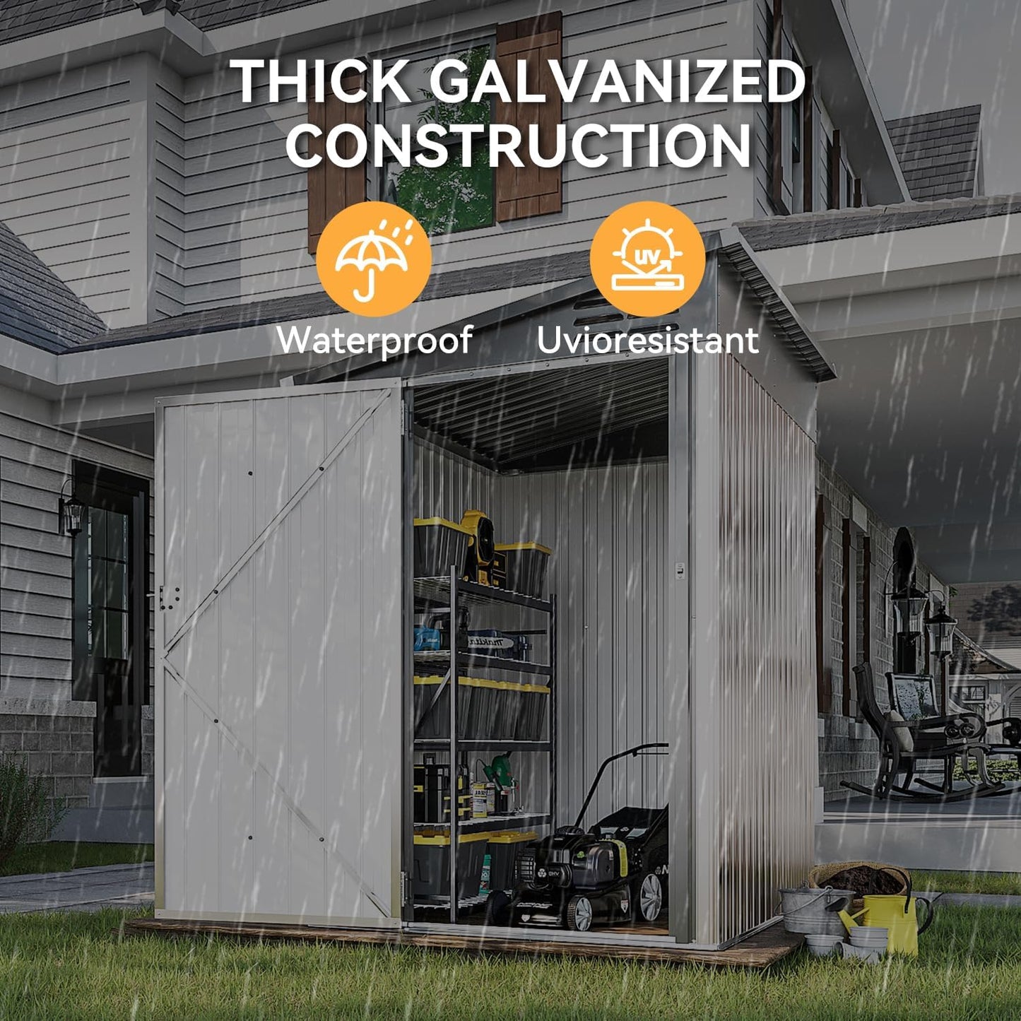 Wall Mounted Metal Lean To Storage Shed With Side Door