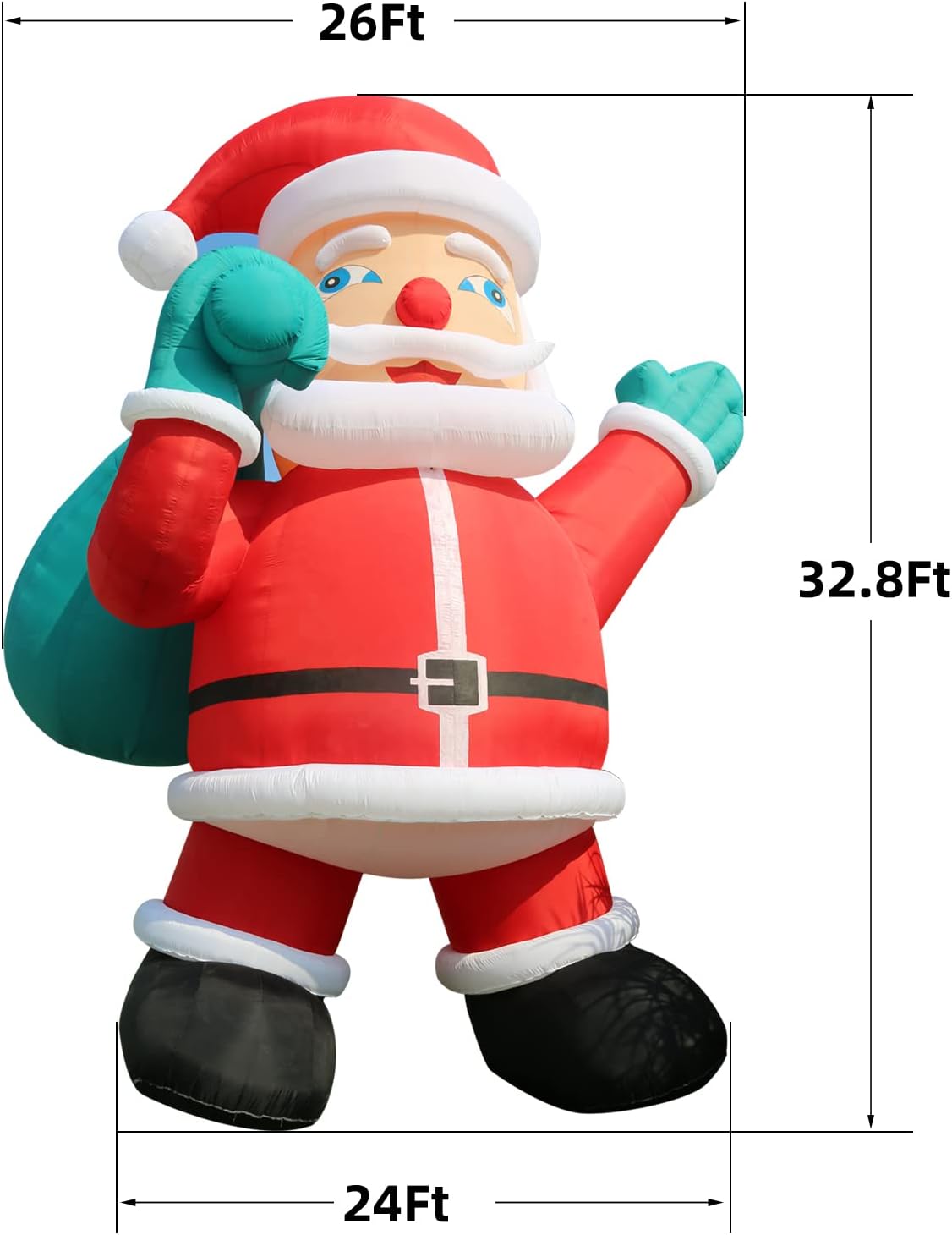 Giant 20-40Ft Inflatable Santa Claus with Blower, Outdoor Christmas Yard Decoration