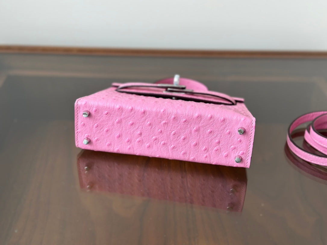 Hermes Goyard Mini Kelly Ostrich pink