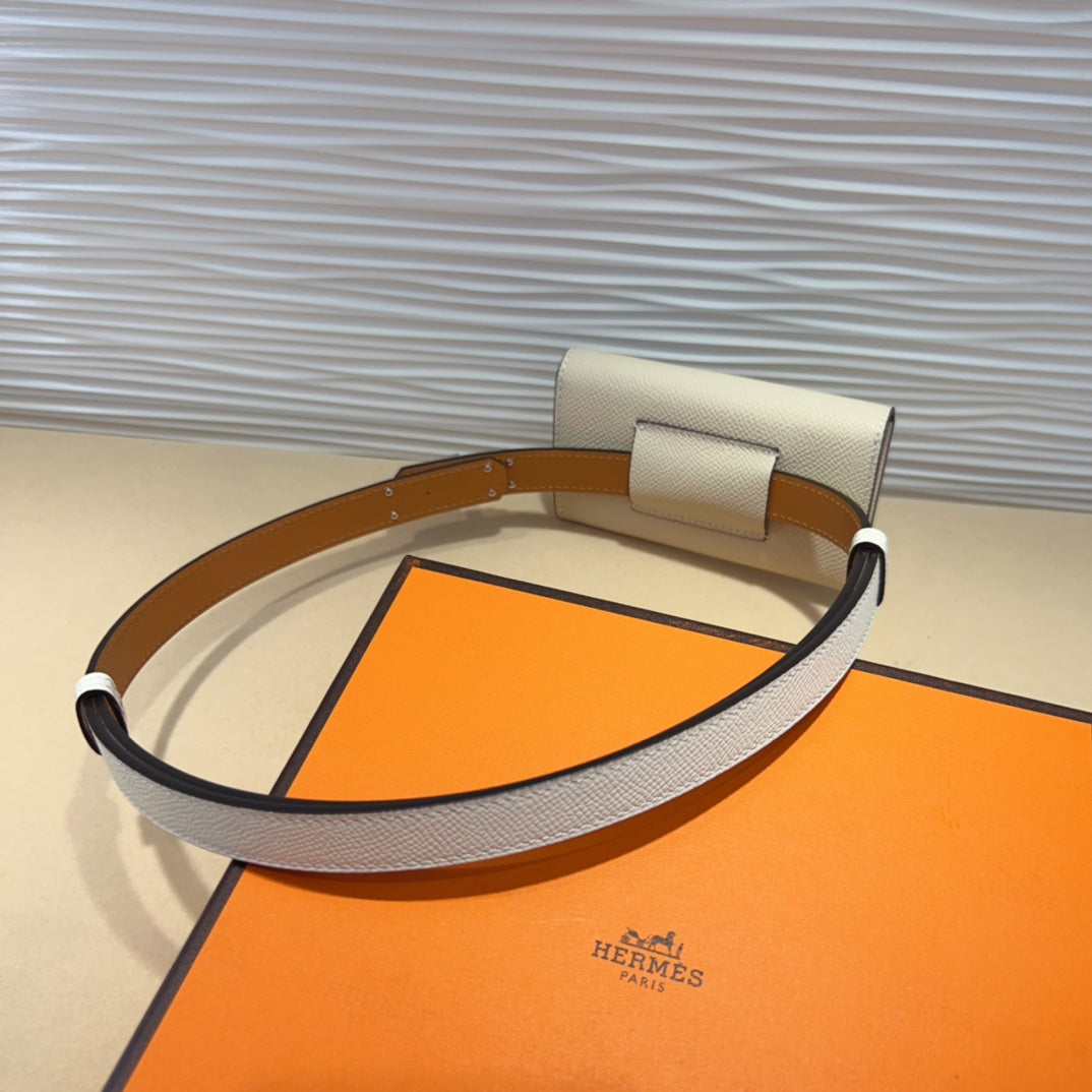 Hermes Goyard Kelly Pocket 18 Belt white