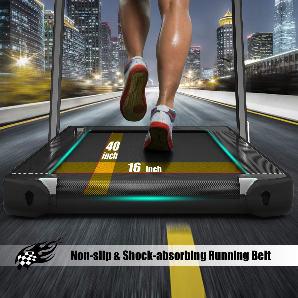 2 in 1 Folding Treadmill with Dual Display, 2.25HP Superfit Under Desk Electric Pad