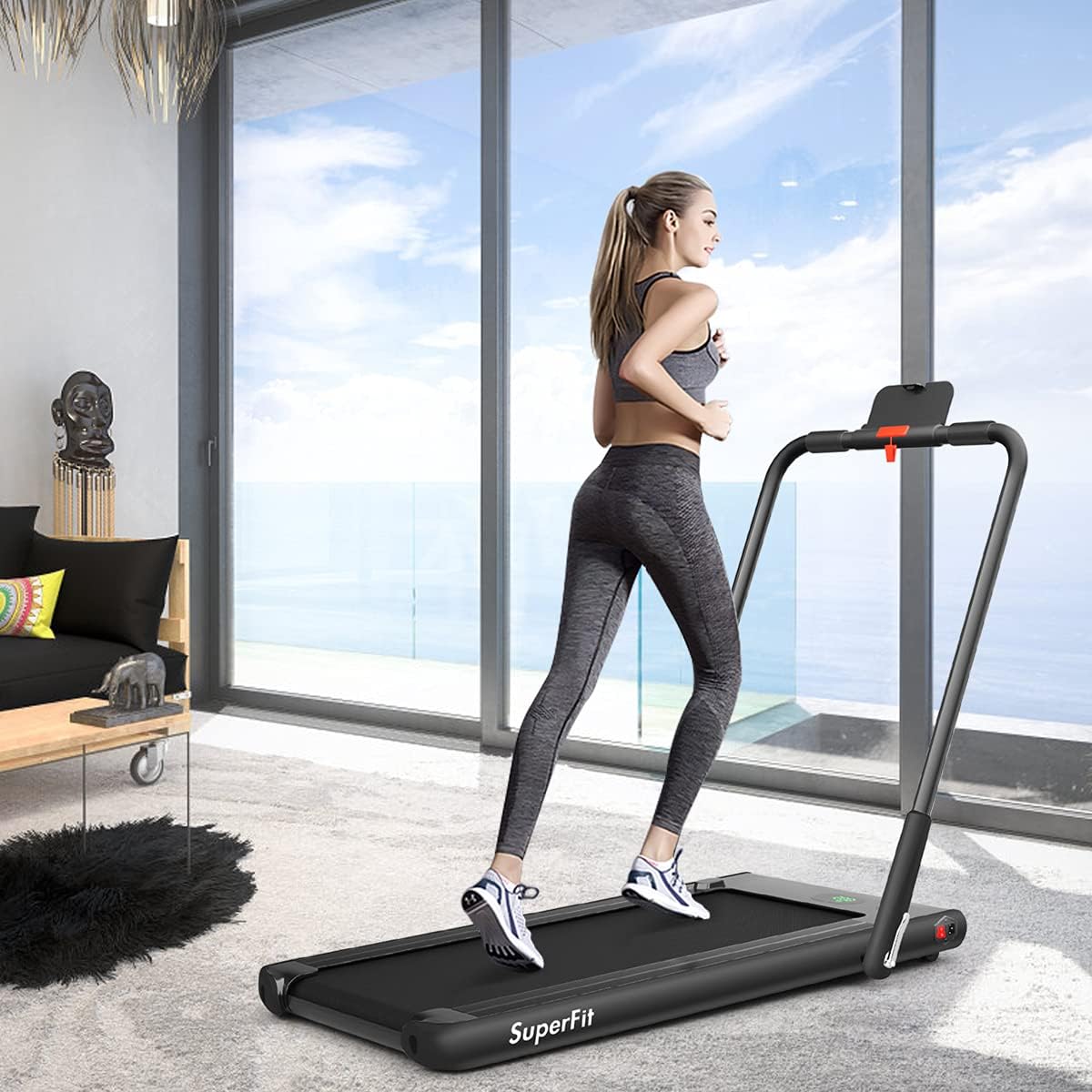 2 in 1 Folding Treadmill, 2.25HP Under Desk Electric Superfit Treadmill