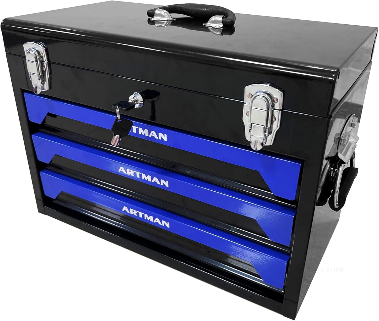 3 Drawers Heavy Duty Metal Tool Box with 439-Piece Mechanics Tool Set Repair Tool Kit, Blue & Black