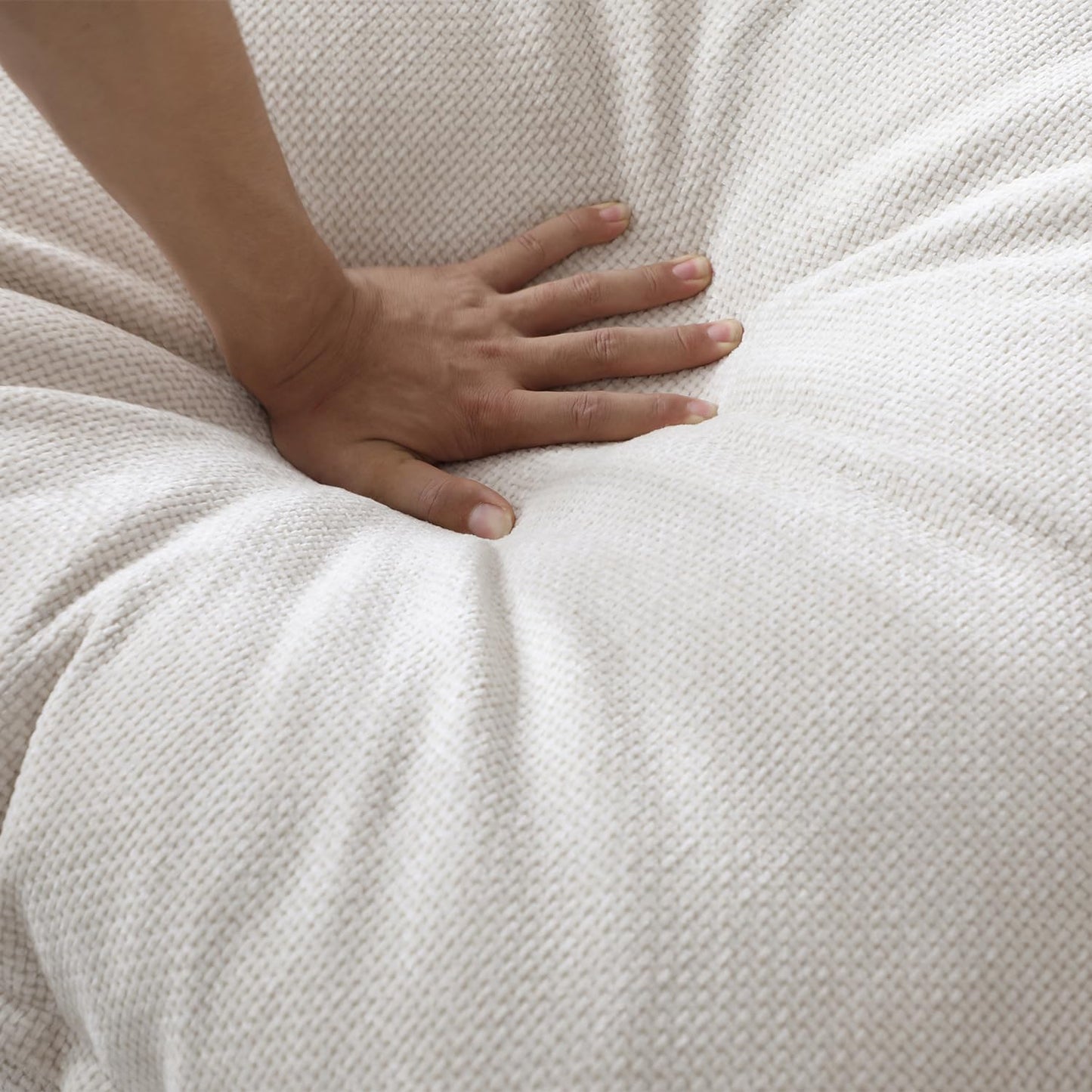 130" Modular U-Shaped Linen Sectional Sofa with Ottoman