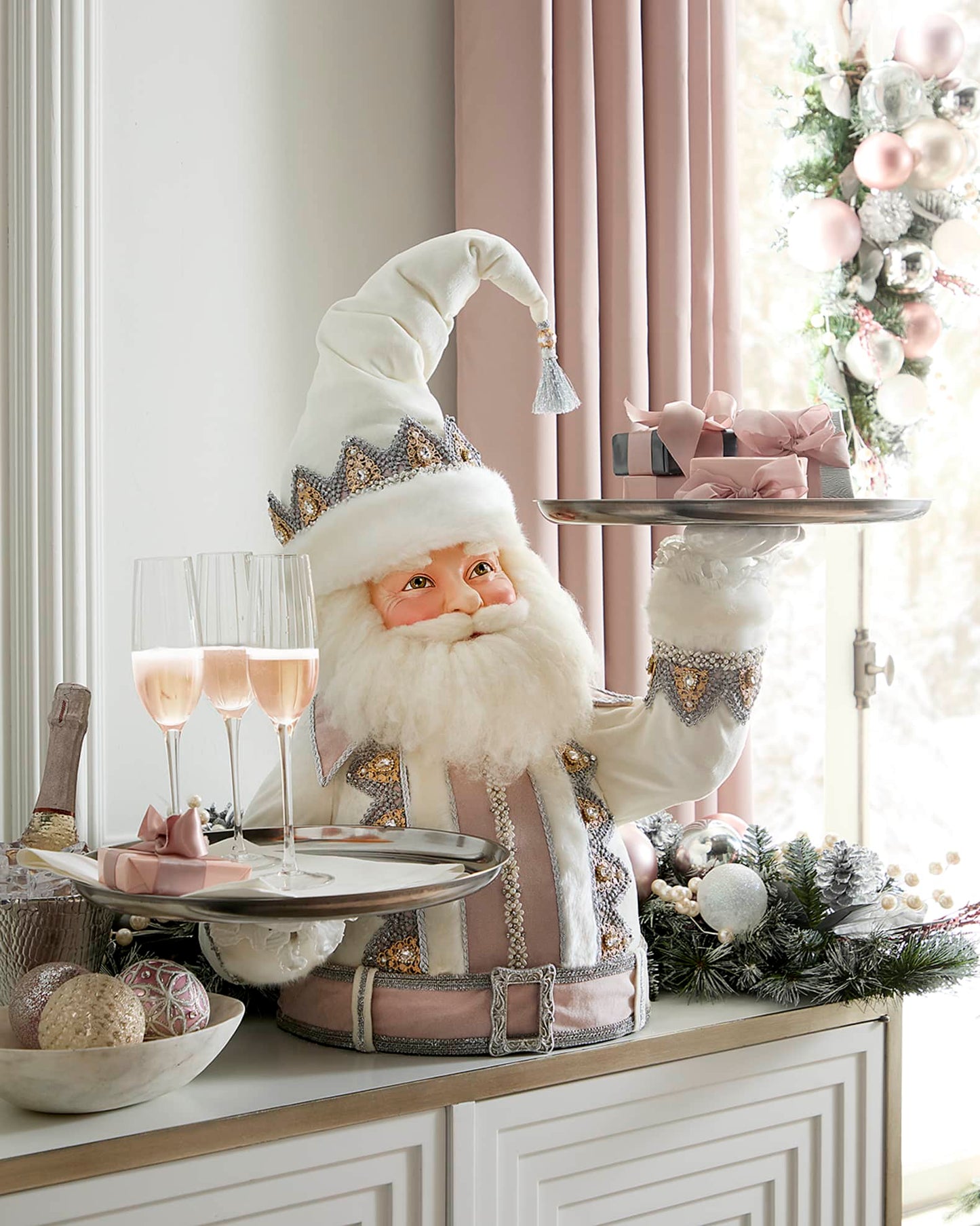 Christmas Blush Santa Server , 27"