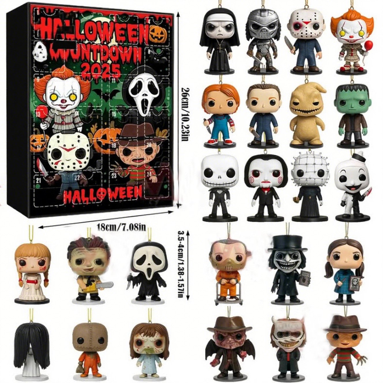 🔥2025 Limited Edition! 24-Day Horror Movie Figure Advent Calendar - Assemble Ghostface/Jason/Freddy