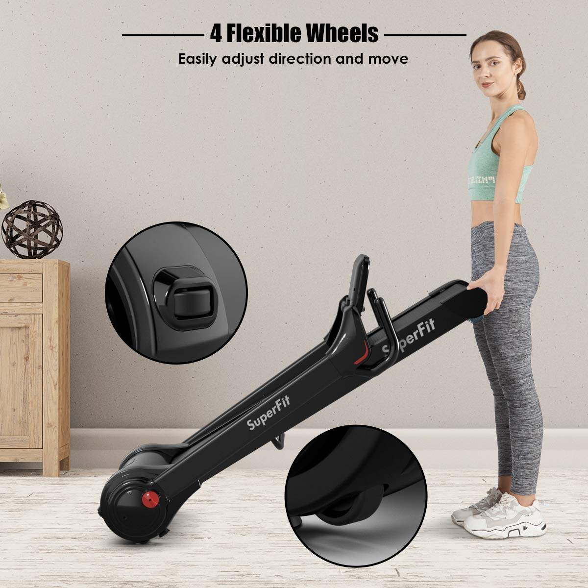 2.25HP Electric Folding Treadmill, Installation-Free Design with 8-Stage Damping System