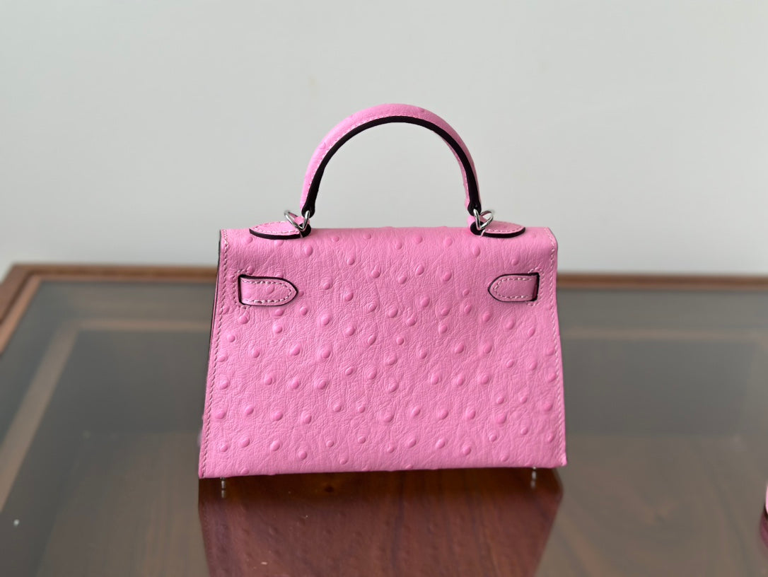 Hermes Goyard Mini Kelly Ostrich pink