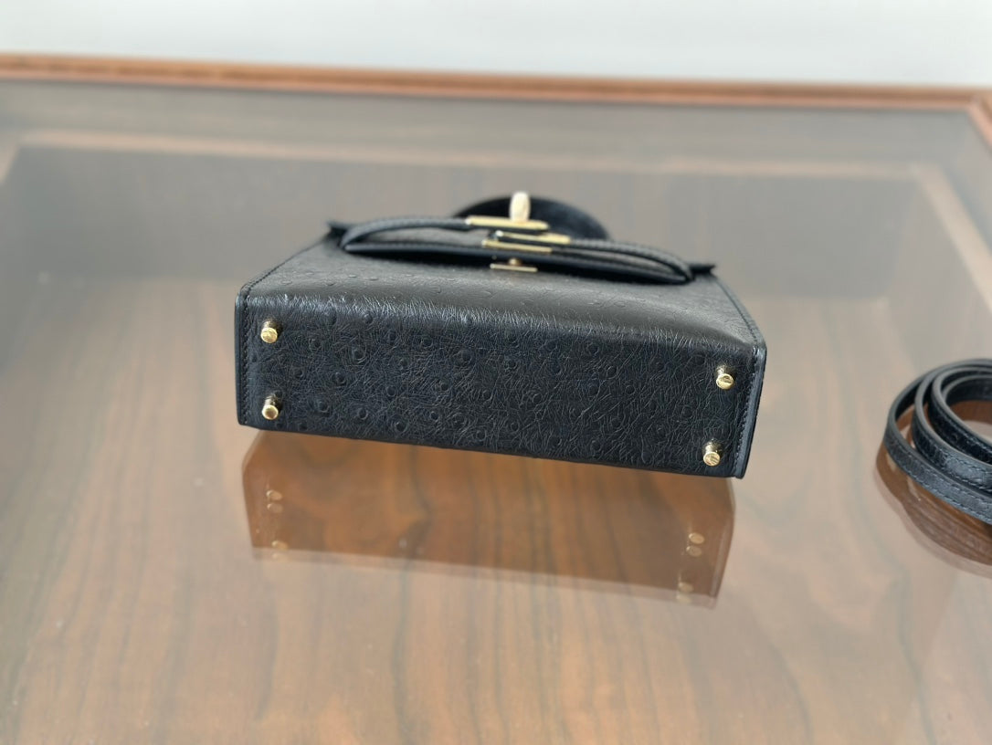 Hermes Goyard Mini Kelly Ostrich black