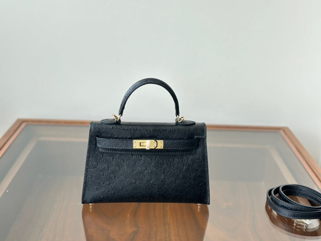 Hermes Goyard Mini Kelly Ostrich black