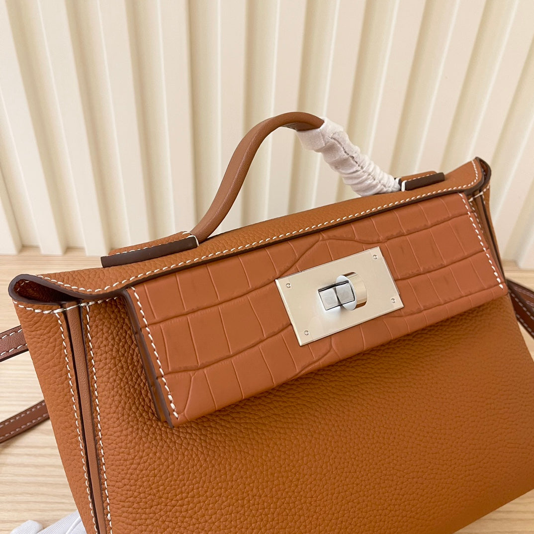 Hermes Goyard Kelly Togo Matte Alligator Swift Touch 24 brown