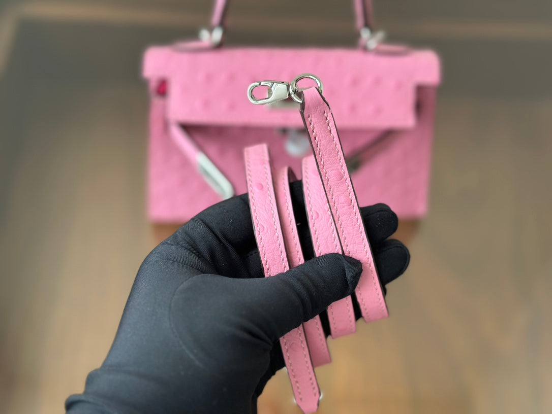 Hermes Goyard Mini Kelly Ostrich pink