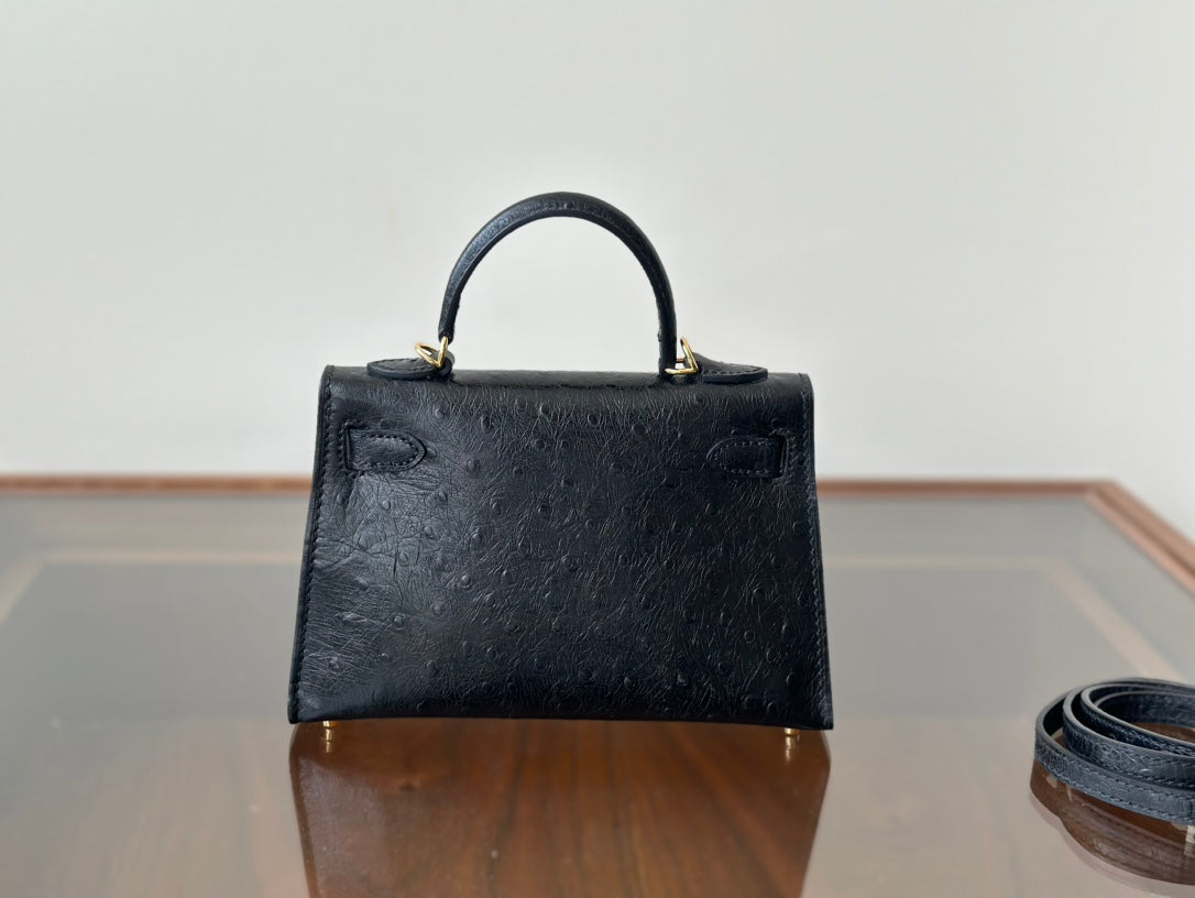 Hermes Goyard Mini Kelly Ostrich black