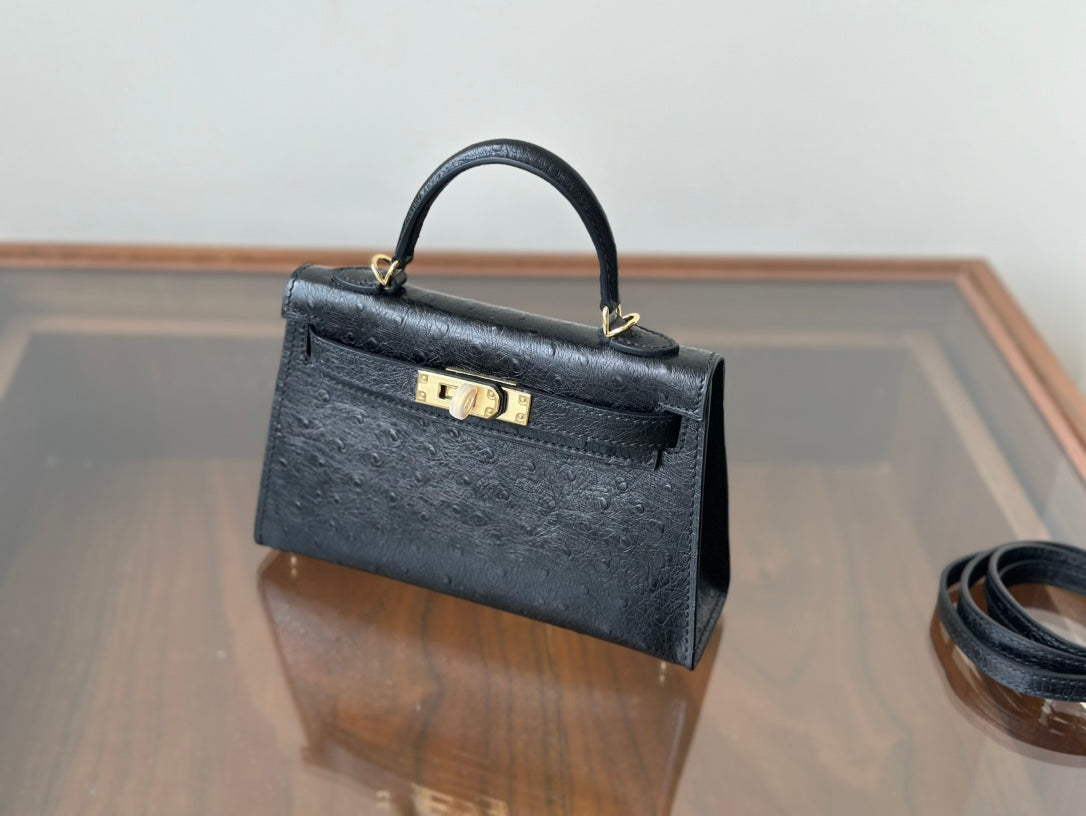 Hermes Goyard Mini Kelly Ostrich black