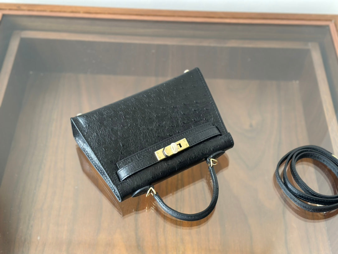 Hermes Goyard Mini Kelly Ostrich black