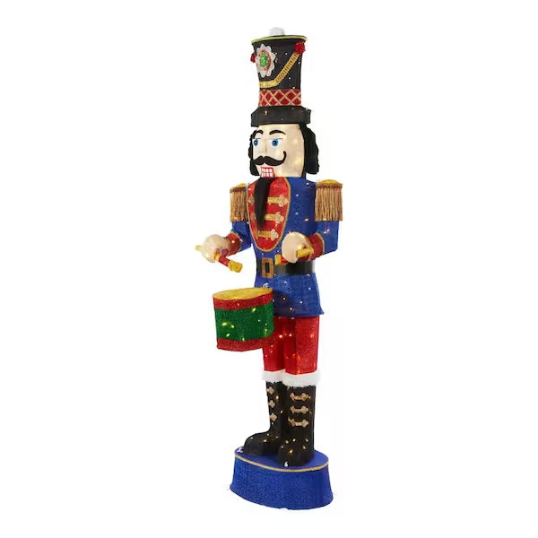 6 ft. Warm White LED Nutcracker Playing Drum Holiday Yard Decoration