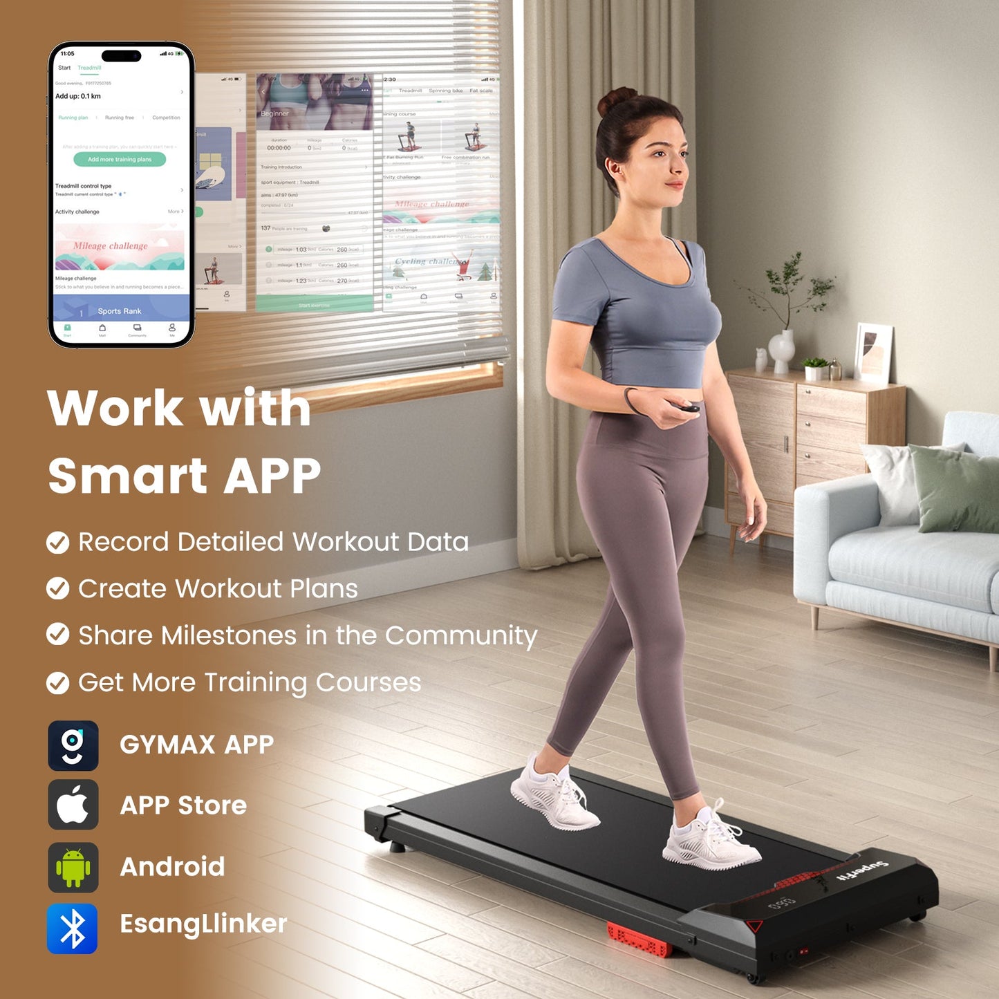 Goplus Walking Pad, 2.5HP 340LBS Capacity Under Desk Treadmill with Remote Control