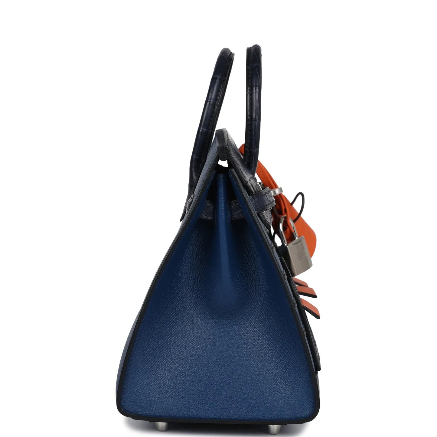 Herthtmes Night Sac Faubourg Birkin 20 Bleu Marine Matte Alligator Pallad