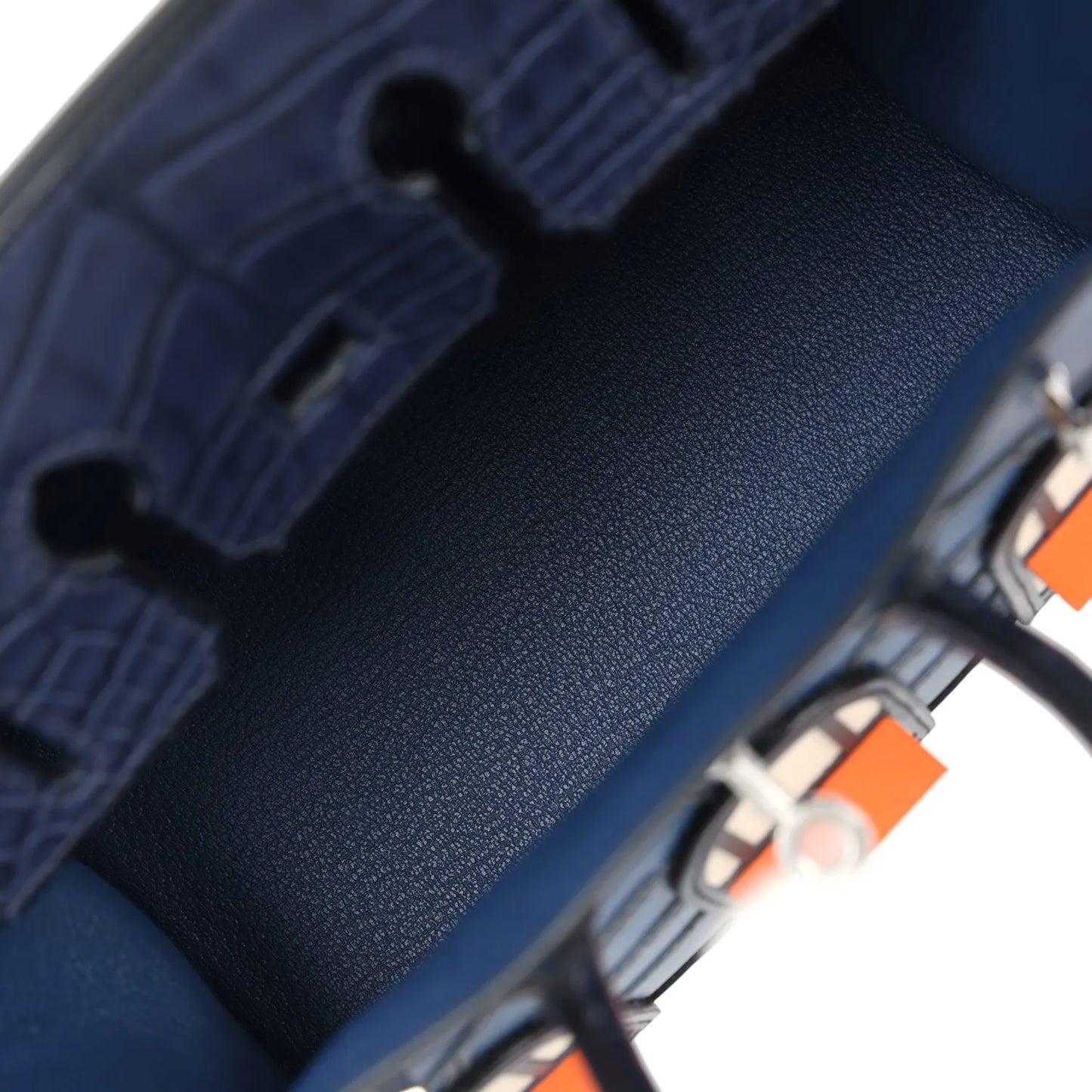 Herthtmes Night Sac Faubourg Birkin 20 Bleu Marine Matte Alligator Pallad