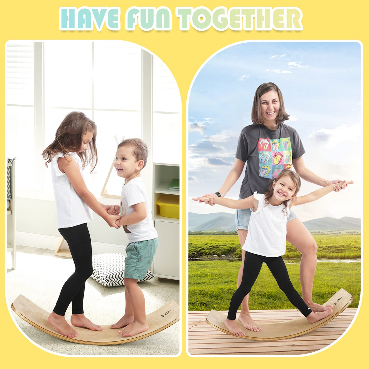 35Inch Wooden Balance Board for Kids & Adults Support 660LBS