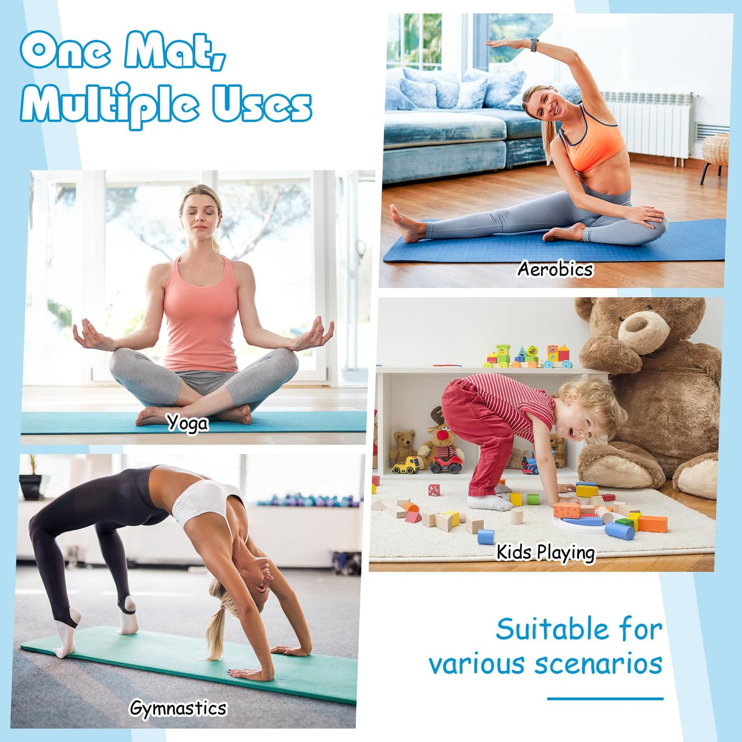 Goplus 8' x 4' x 2 Folding Tumbling Mat with Carry Handles Hook & Loop Fasteners