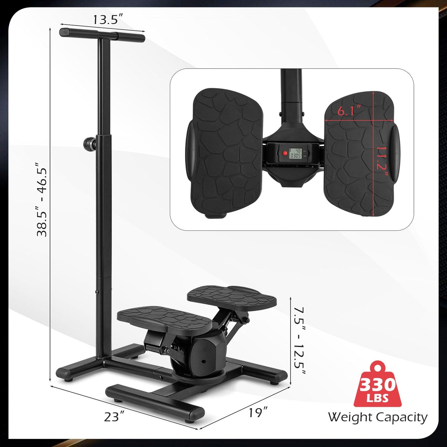 Goplus 2 in 1 Twist Stepper with Handlebar Waist Twister Platform & LCD Monitor