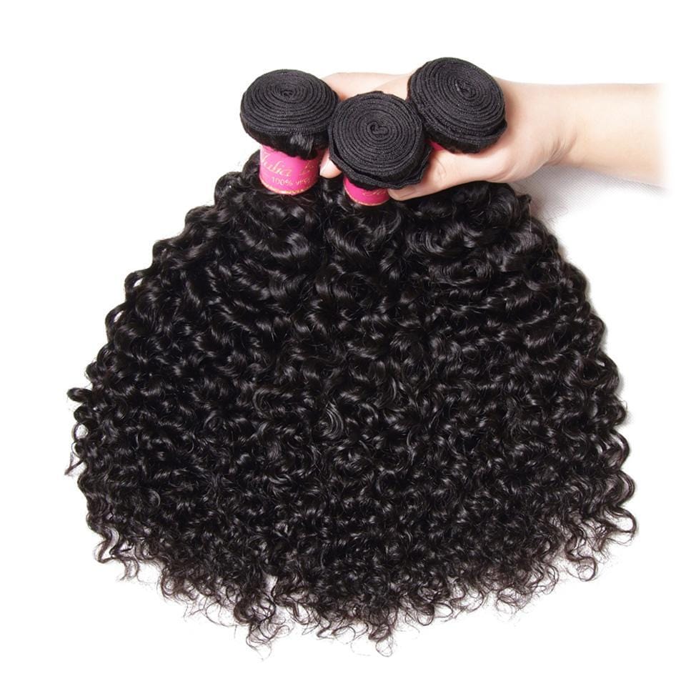 Peruvian Curly Hair 3 Bundles with Lace Frontal Closure- Hair