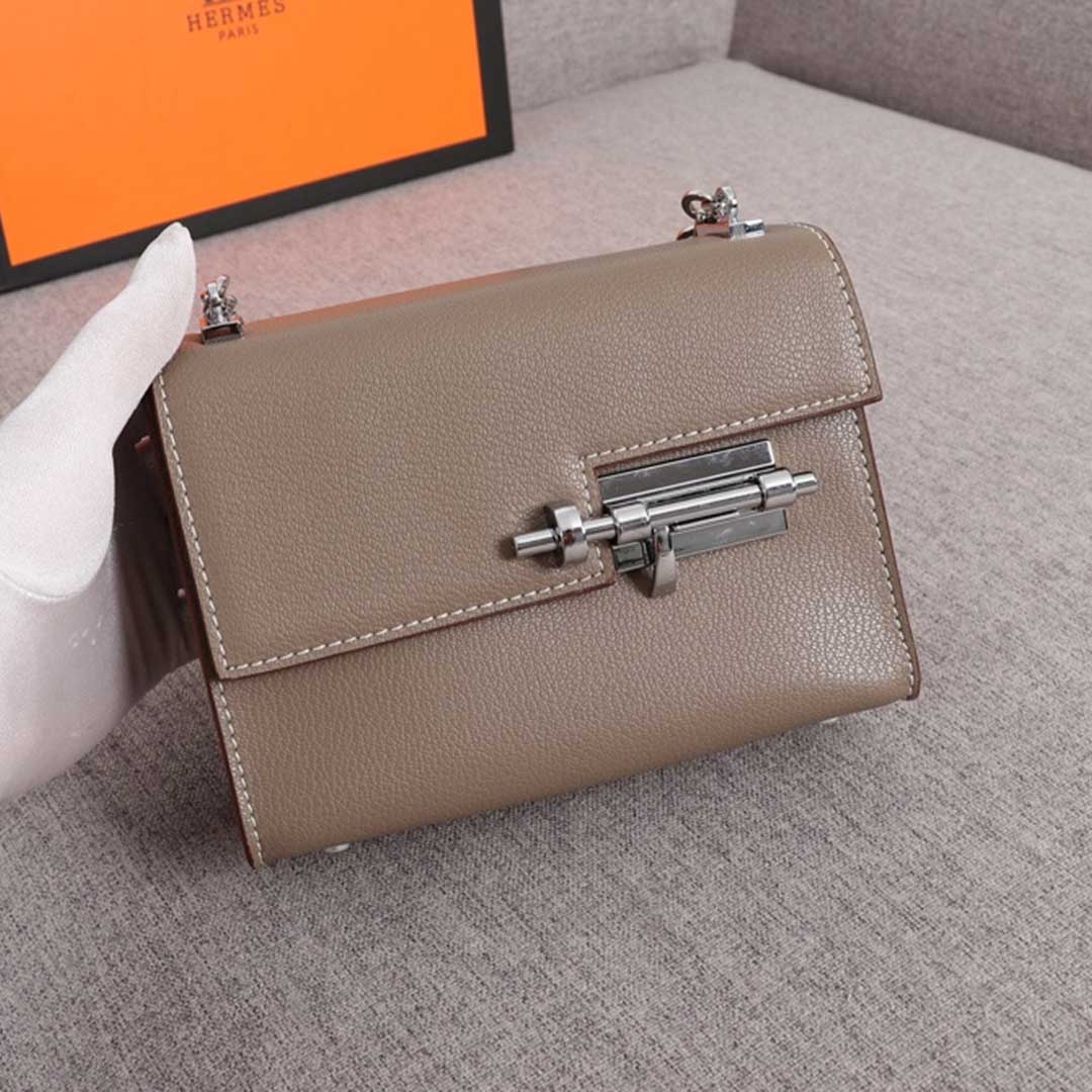 Hermes Goyard Verrou Chaine mini bag BEIGE/BLACK/BROWN