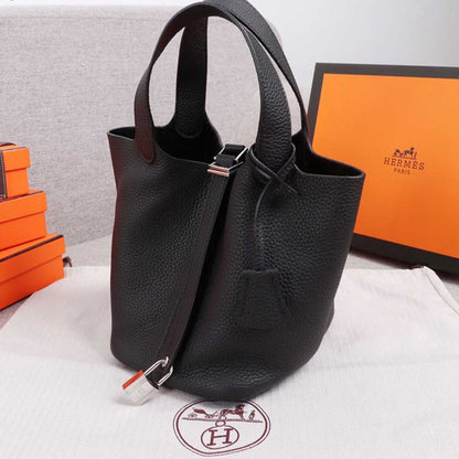 Hermes Goyard AAA-Picotin Lock 22cm 18cm bag BLACK/GREEN/BROWN