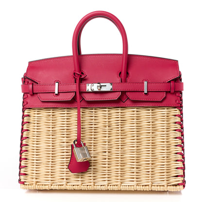 Wicker Swift Picnic Birkin 25 Naturel Framboise