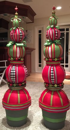DIY Tall Ornament Holiday Topiary