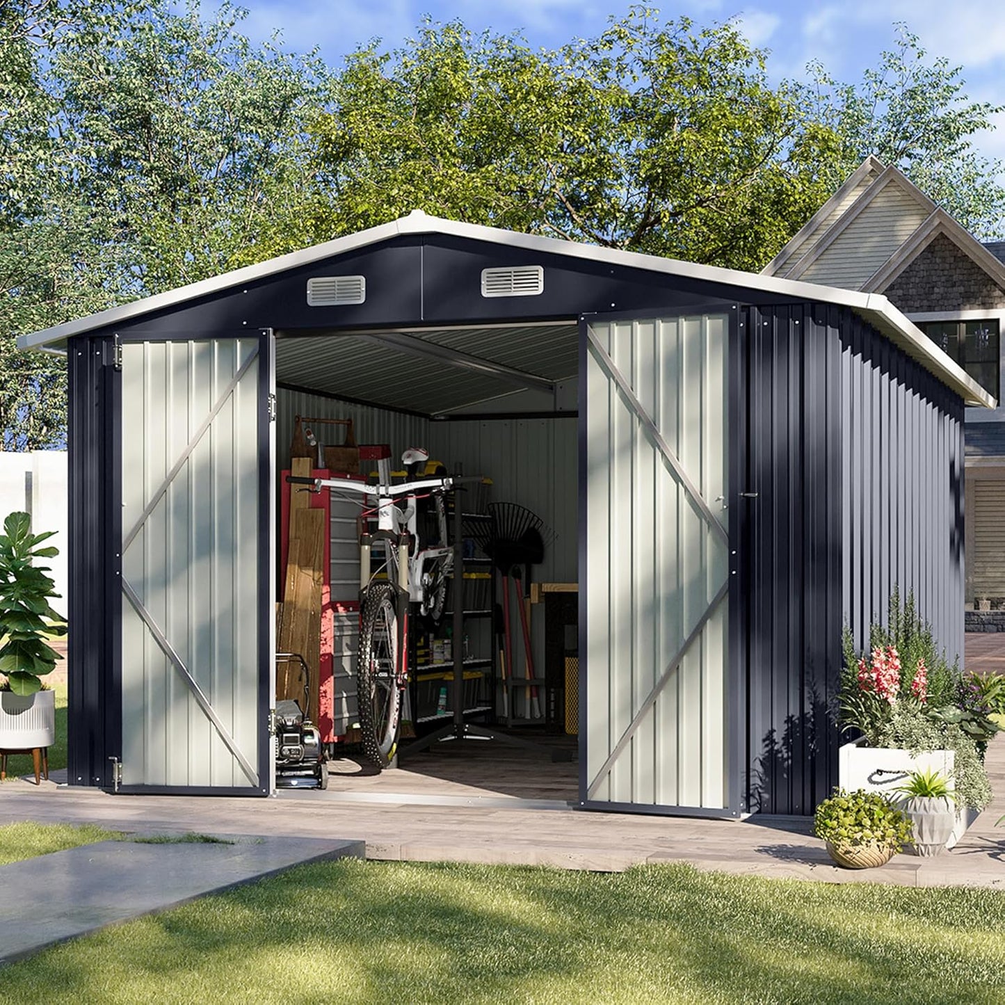 Metal Storage Shed House with Air Vent