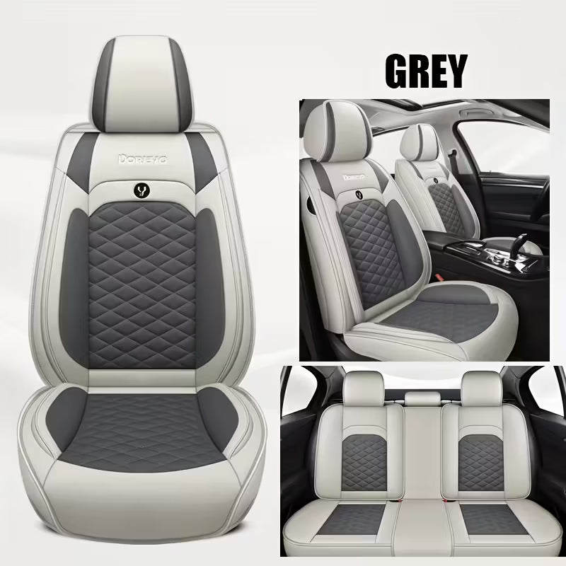 [Stylish Car Seat Cover] DENEGO Quilted Car Seat Cover | Cartoon Design, Full Coverage, Faux Leather & Mesh Fabric, 1 Seat/Five Seat Option, Stylish & Comfortable, Luxury