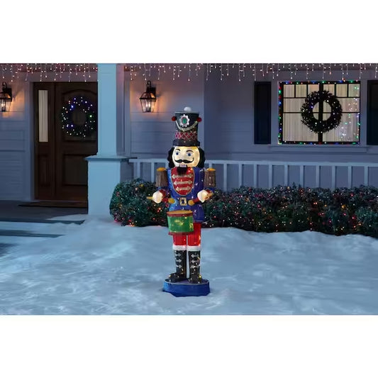 6 ft. Warm White LED Nutcracker Playing Drum Holiday Yard Decoration