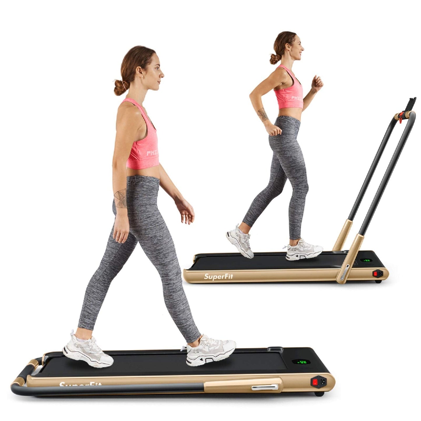2 in 1 Folding Treadmill, 2.25HP Under Desk Electric Superfit Treadmill