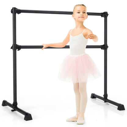 Goplus Double Ballet Barre Bar, Portable 4 FT Freestanding Dancing Bar w/ 7 - 46 Adjustable Height