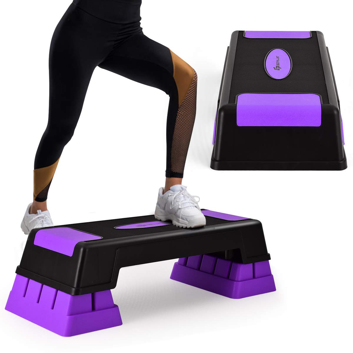 30'' Aerobic Stepper with Risers, 5 x 7 x 9 Levels Height Adjustable