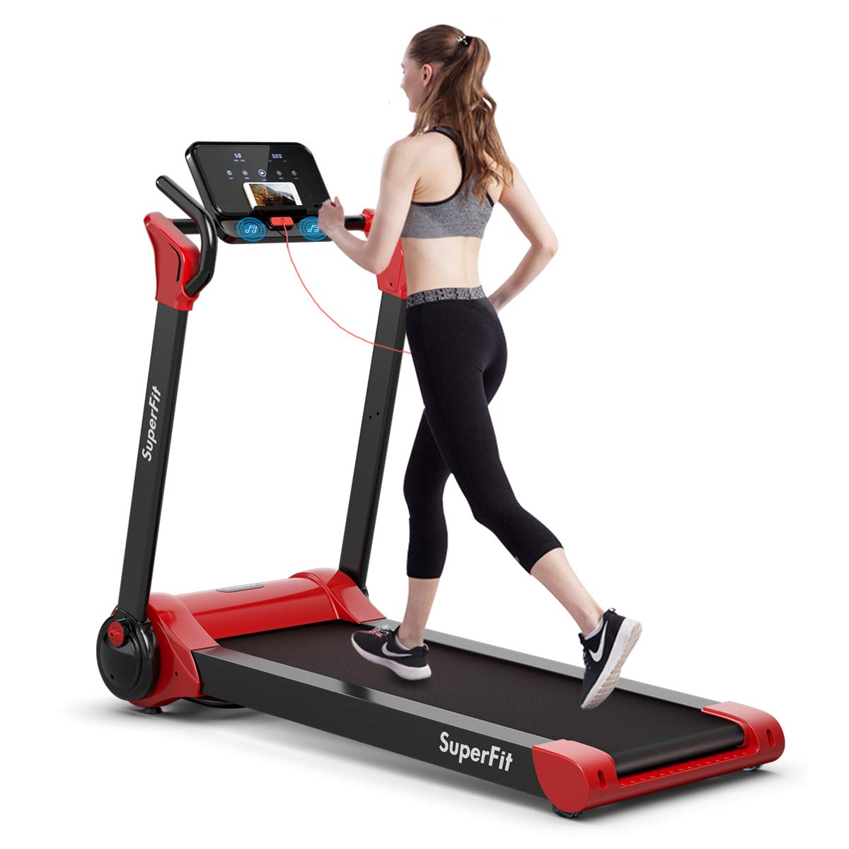 2.25HP Electric Folding Treadmill, Installation-Free Design with 8-Stage Damping System