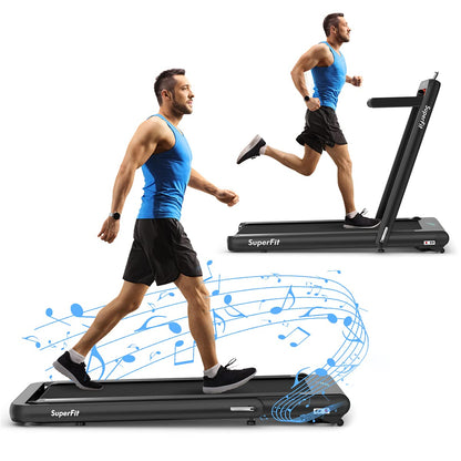 Goplus 2 in 1 Folding Treadmill, 4.75HP Superfit Under Desk Electric Treadmill with APP Control