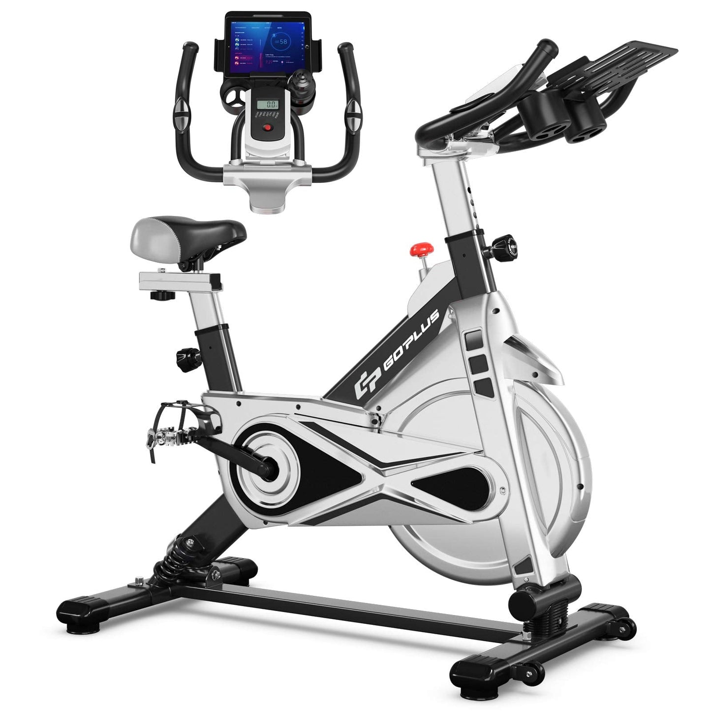 Adjustable Exercise Bike, Stationary Silent Bicycle with Dual-Spring Shock Absorption